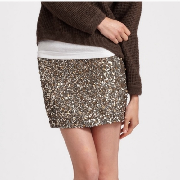 Vince Dresses & Skirts - Vince Sequined Mini Skirt in Gunmetal